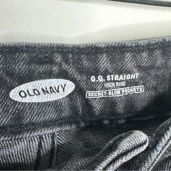 Old Navy O.G Straight Black Acid wash Distressed Mom Jean - Picture 7 of 8
